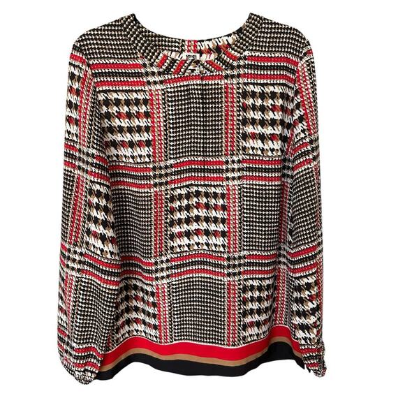 Anne Klein Women's Houndstooth Sheer Blouse Size Large - Picture 1 of 6
